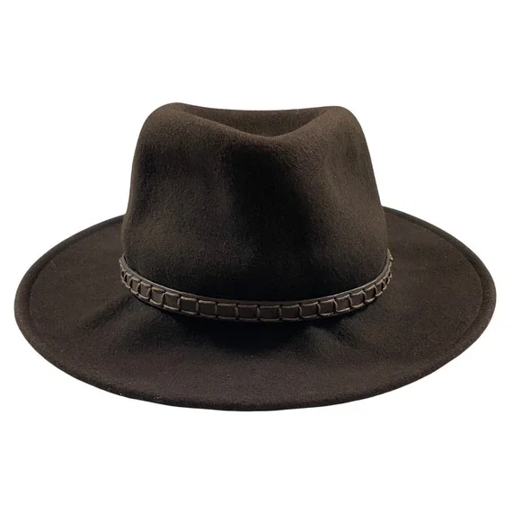 Stetson Crushable Wool Fedora Hat Brown Water Repellent‎ Large Made in USA - Picture 3 of 13